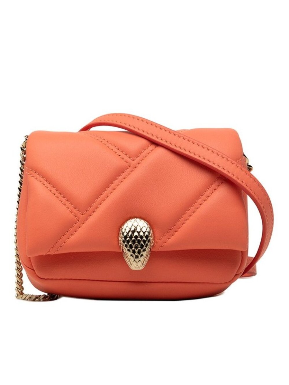 Bvlgari Serpenti Cabochon Micro Crossbody Chain Shoulder Bag Pochette Coral